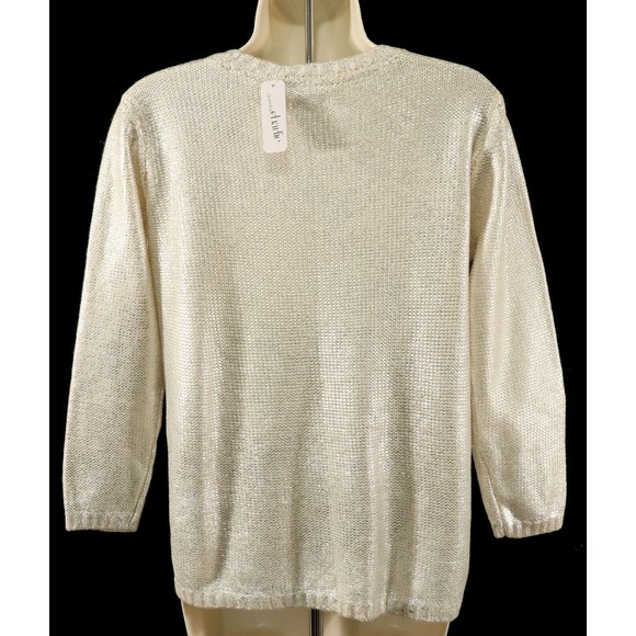 Charming Charlie Womens Rock Chic Sweater M Medium Metallic Silver Pullover NEW - Picture 5 of 9